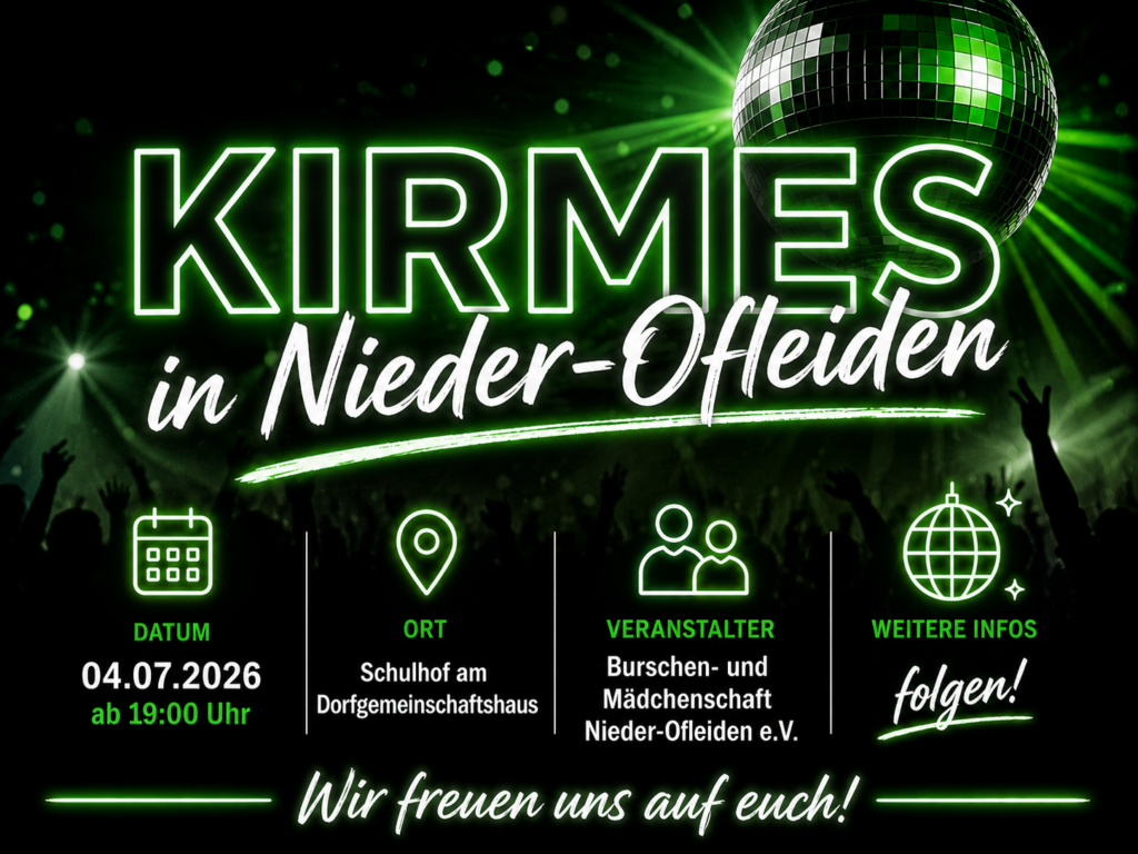 Vorankündigung Kirmes in Nieder-Ofleiden